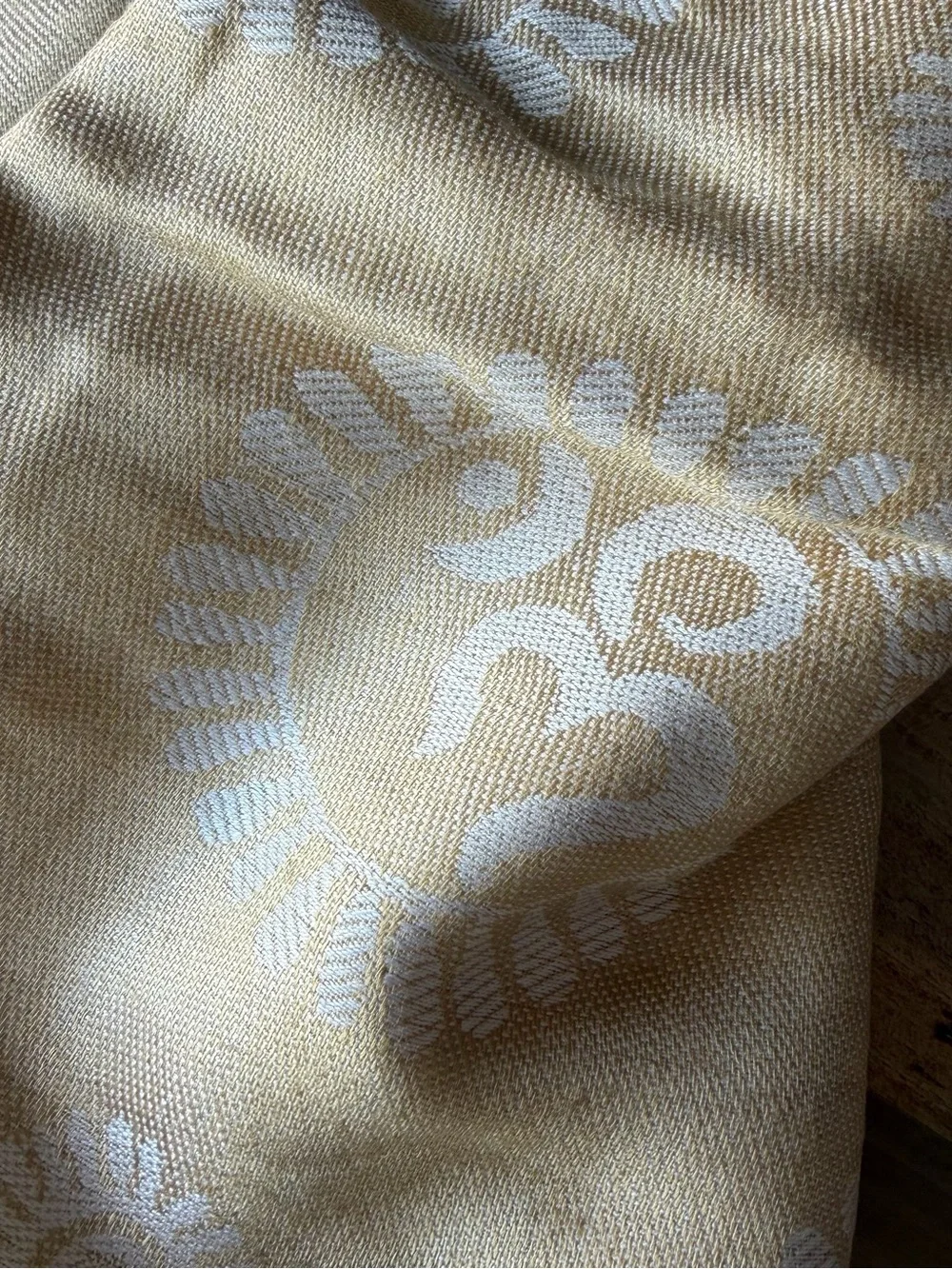 Cream Om Yoga or Meditation Scarf Shawl Wrap
